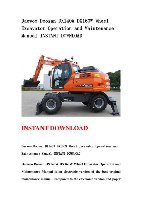 Daewoo doosan dx140w dx160w wheel excavator operation and maintenance manual instant. - Dental instruments a pocket guide 4th edition free download.