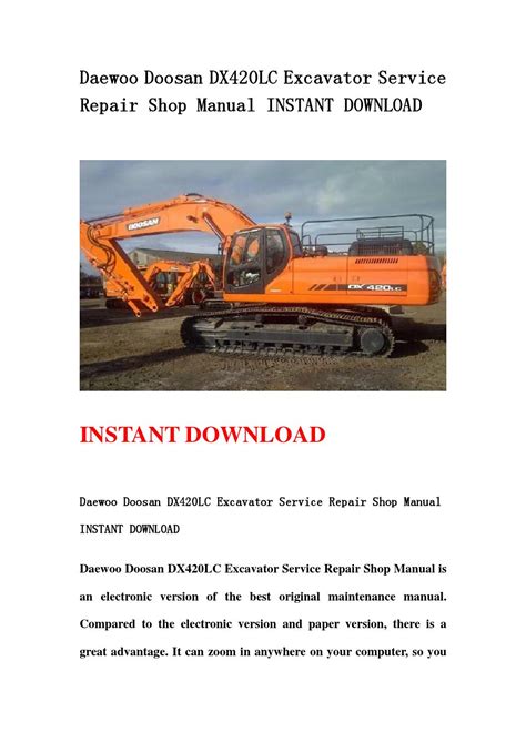 Daewoo doosan dx420lc excavator service repair shop manual. - Atlas copco ga 22 p service manual.