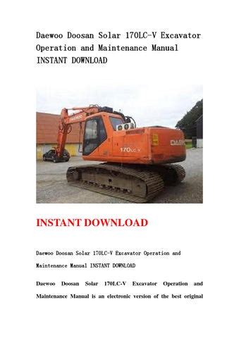 Daewoo doosan solar 170lc v excavator operation and maintenance manual instant. - Manual for 120 hp mercury force.