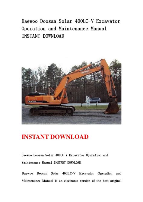 Daewoo doosan solar 400lc v excavator operation and maintenance manual instant. - Mazda protege 2003 factory service repair manual download.