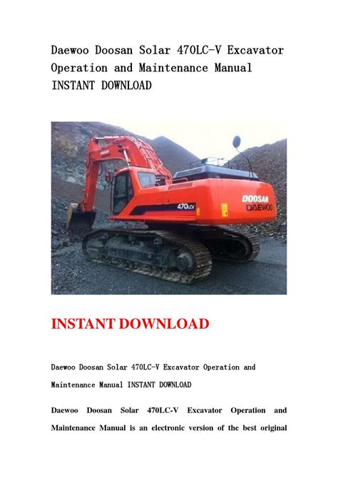 Daewoo doosan solar 470lc 500lc excavator maintenance manual. - Otto bretscher linear algebra solution manual.