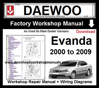 Daewoo evanda factory service repair manual. - Singer 247 sewing machine repair manuals.