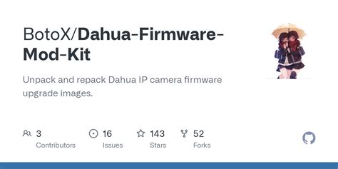 Dahua firmware mod kit.  - BotoX/Dahua-Firmware-Mod-Kit Aug 23, 2024 · ...
