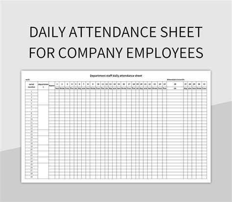 Daily Attendance Sheet For Employees In Excel Excel Templates
