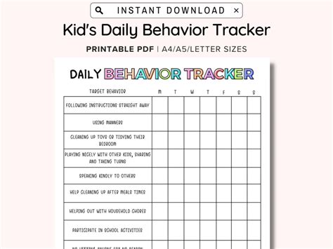 Daily Behavior Chart Template For Your Needs