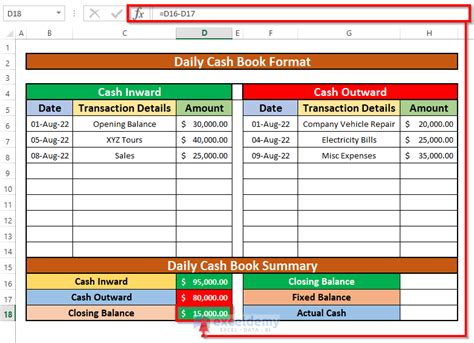 Daily Cash Book Format In Excel Sheet Excel Templates