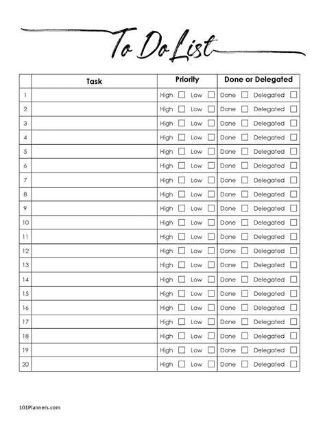Daily Checklist Template