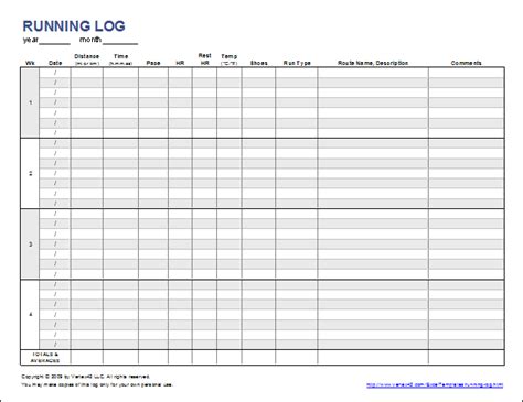 Daily Exercise and Running Log Templates Download in Excel and PDF