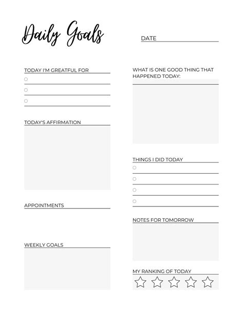 Daily Goal Worksheet Etsy Worksheets Library