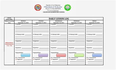 Daily Lesson Log Format English Filipino Language Files I Share