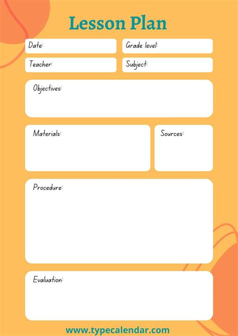 Daily Lesson Plan Template Free