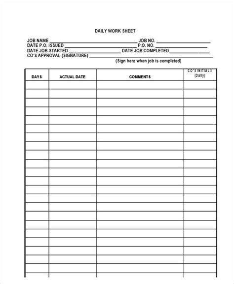 Daily Log Template