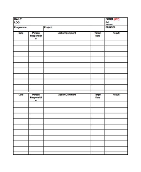 Daily Log Template 09+ Free Word, Excel, PDF Documents Download!