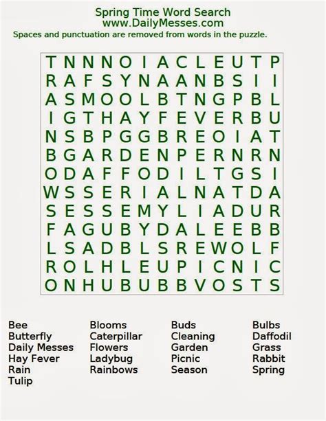 Daily Messes Spring Time Word Find