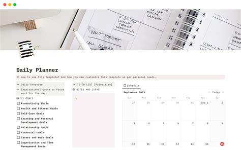 Daily Planner Notion Template Download in Word, Google Docs