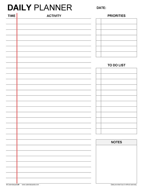 Daily Planners in Microsoft Excel Format 20+ Templates