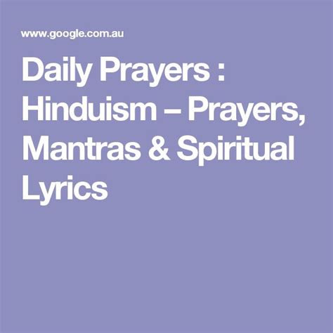 Daily Prayers : Hinduism Prayers, Mantras & Spiritual Lyrics