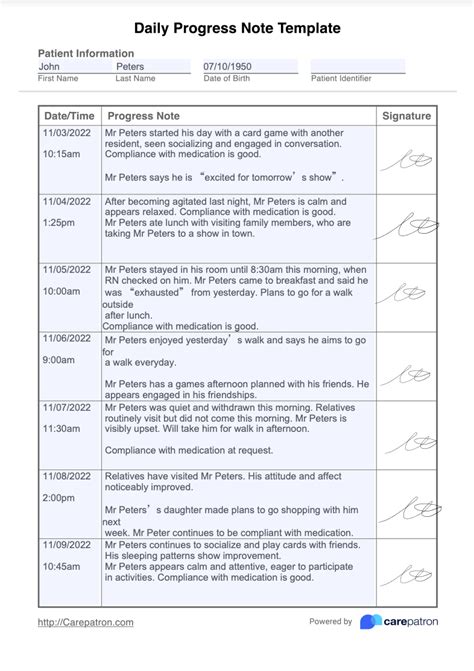 Daily Progress Note Template Simplify Your Work And Stay Organized