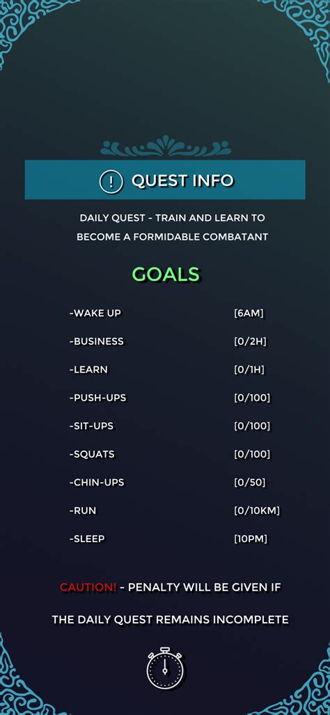 Daily Quest Solo Leveling System Template