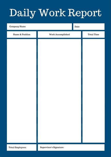 Daily Report Sheet Template Sample Design Templates