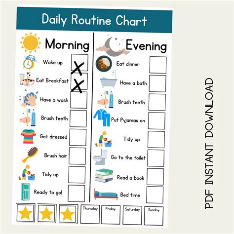 Daily Routine Chart Daily Routine Chart Kids Routine Chart Daily