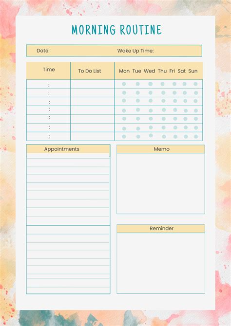 Daily Routine Template Free