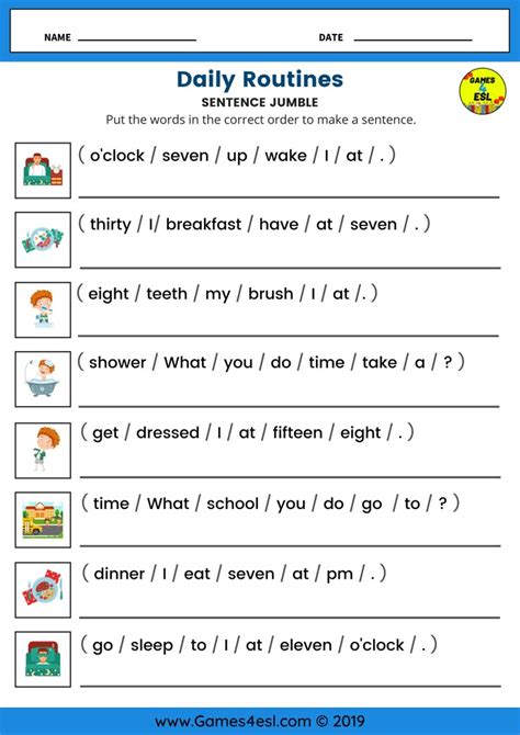 Daily Routines ESL Worksheet For Beginners English grammar