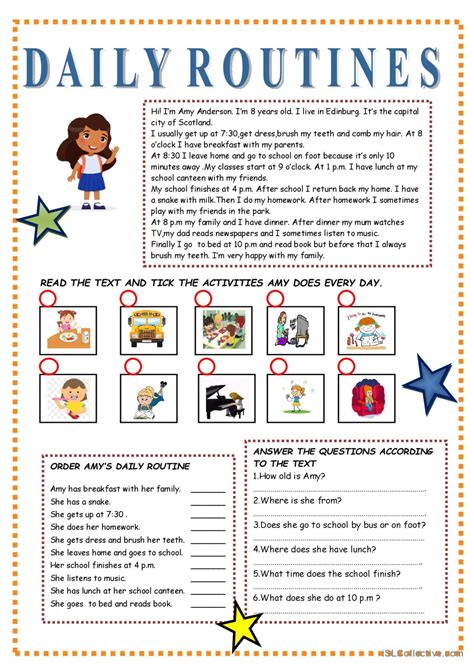Daily Routines+Telling the Time Daily routine, Simple present tense