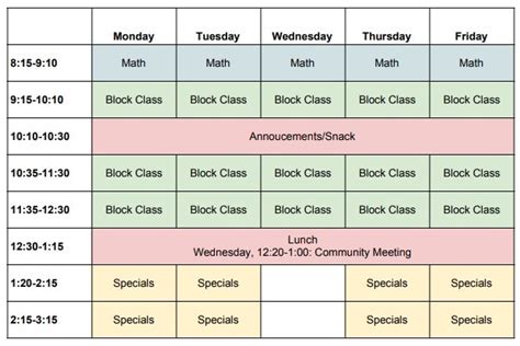 Daily Schedule - Grove Hill Academy