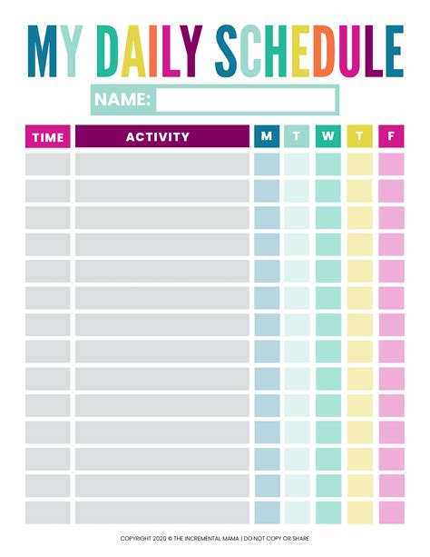 Daily Schedule Printables