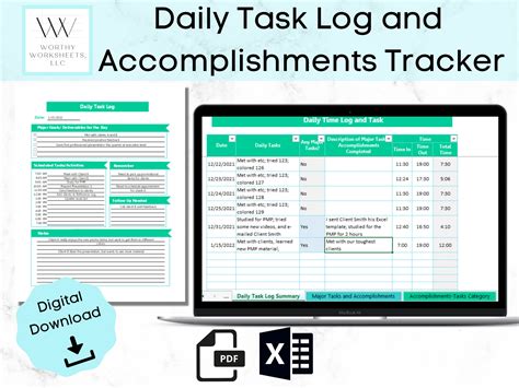 Daily Task Log Tracker Daily Schedule Task Etsy