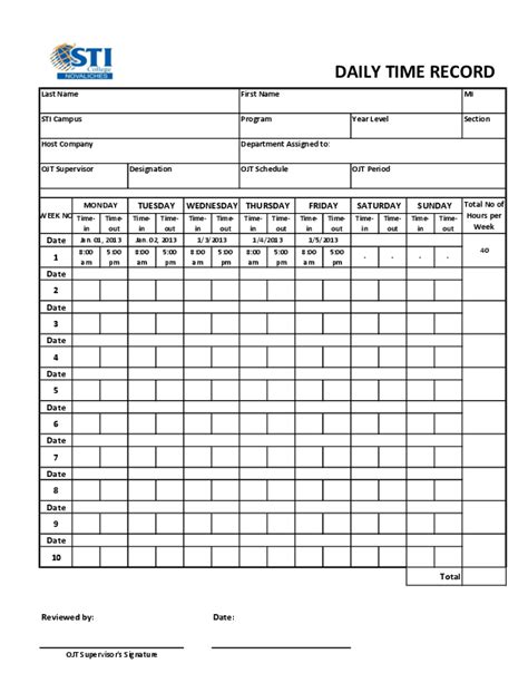 Daily Time Record Form Template All in one Photos