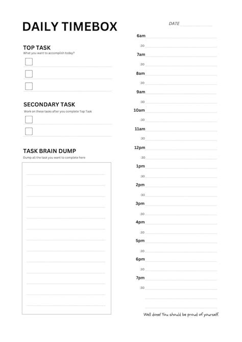 Daily Timebox Planner Fillable Printable PDF Time Block Etsy Israel
