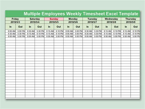 Daily Timesheet For Multiple Employees in Excel