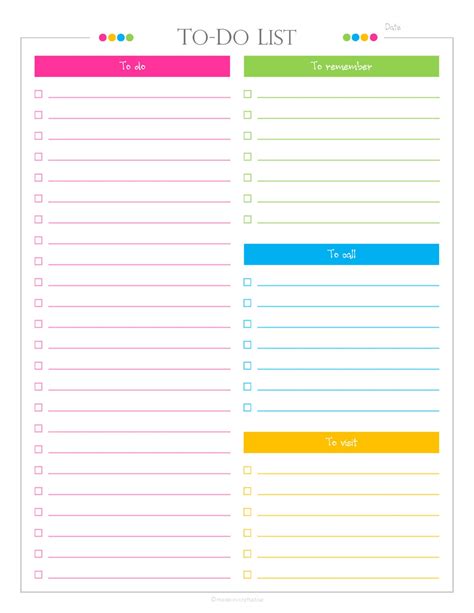 Daily To do checklist with categories PDF Planner list Etsy To do
