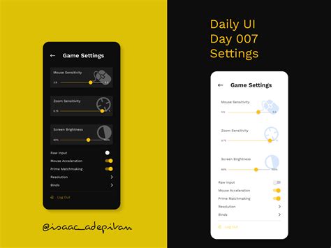 Daily UI Challenge 007 Settings App interface design, App design