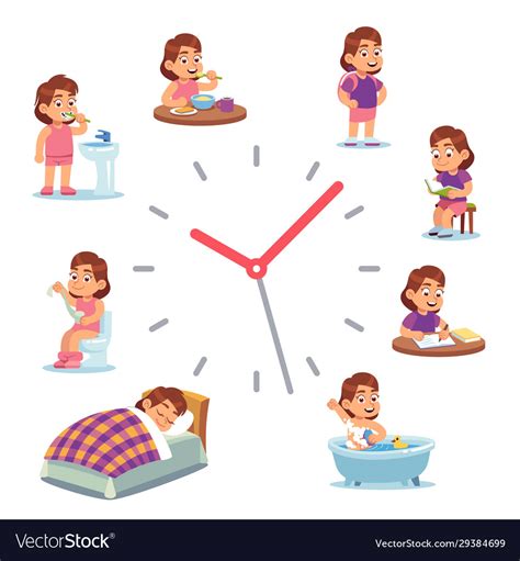 Daily clock for girl routine schedule of Vector Image