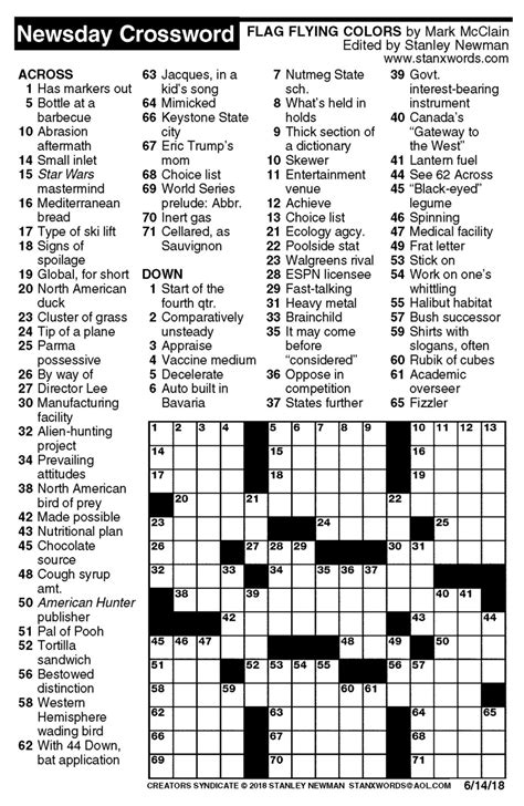 Daily crossword newsday. The Newsday Crossword is a syndicated crossword that is published across different apps and websites each day. It is one of the "easier" crosswords to work on compared to some of the heavy-hitters like the NYT Crossword. There is a new puzzle to work through each day of the week. This crossword is considered to be balanced between being fun ... 
