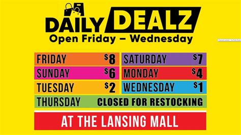 It's $2 Tuesday at Daily Dealz! Daily Dealz- Lansing, MI. See more of Lansing Mall on Facebook . 