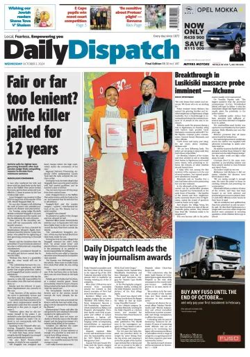 Daily dispatch today live.  Support our journalism, Daily Dispatch is an award-winnin...
