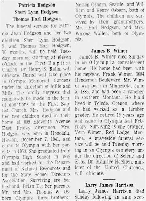 Search obituaries and memoriams from The Olympian on Legacy.com. Menu. Find an Obituary. Search. Filter Results. Publish Date. Result Type. Location. Newspaper. More Filters. Recent Results (22) ... Ralph Warren Smith Jr February 22, 1945 - May 1, 2024 Olympia, Washington - Ralph Warren Smith Jr. was born in Salt Lake City, Utah on February 22 ....