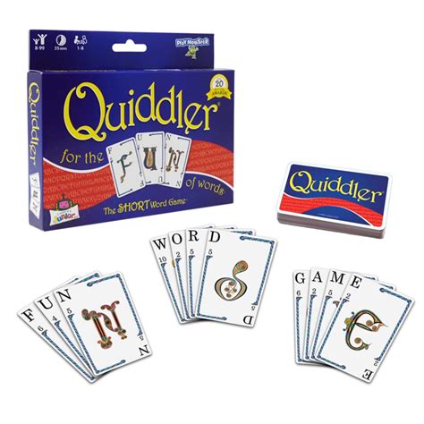 Quiddler. SKU: 1114895. $26.99 (tax incl.) shopping_cart Add to cart. store Check store stock. check Online & Instore ... The game lasts eight rounds, with three cards being dealt to each player in the first round, four cards in the second, five in the third, and so on.. 