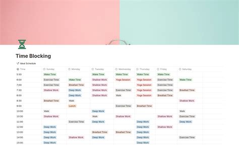 Daily time blocking notion template notion template ideas notion