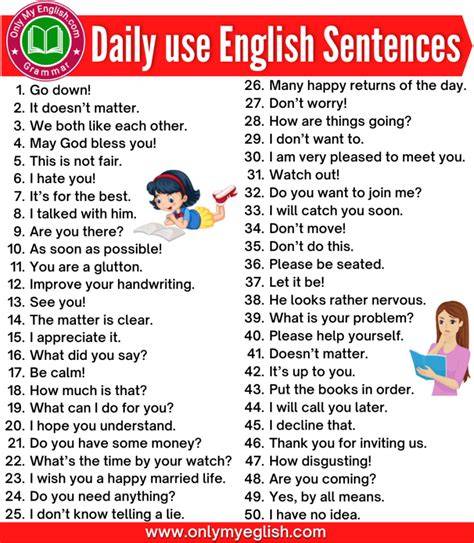 Daily use english sentences for students. .  ...