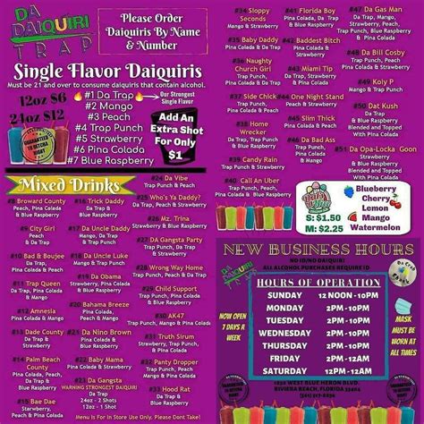 All info on Daiquiri Trap in Houston - Call to book a table. View the menu, check prices, find on the map, see photos and ratings. ... Add a photo. 7 photos. Add a photo.. 