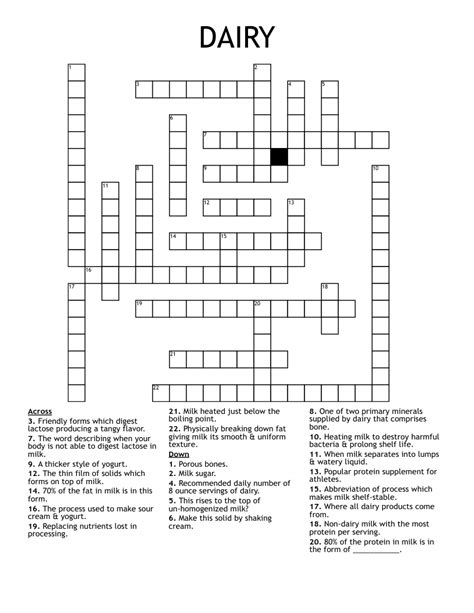 The Crossword Solver found 30 answers to "dairy cream offering", 5 letters crossword clue. The Crossword Solver finds answers to classic crosswords and cryptic crossword puzzles. Enter the length or pattern for better results. Click the answer to find similar crossword clues. Enter a Crossword Clue. A clue is required. .... 