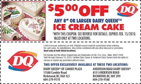 Dairy queen cakes coupons. Dairy Queen Cake Coupons 2022 is Offering Their Top Discount Deal: "25% OFF". Get ready for an exclusive offer at Dairy Queen Cake Coupons 2022 that provides a steady 25% discount. Don't miss out on this time-sensitive deal. If you're on the lookout for other dependable savings, consider Printable Subway Coupons 2022, Long John Silvers Coupons ... 