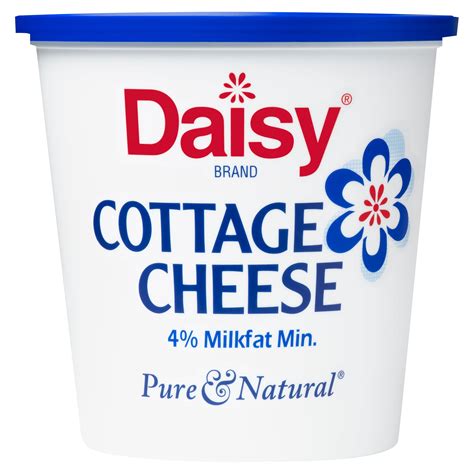Daisy cottage cheese. Introducing America’s #1 Cottage Cheese, now available in our innovative Single Serve twin plastic packages. Specially made to deliver that fresh and creamy taste in every bite, every time. Daisy Pure and Natural 4% Cottage Cheese comes in two 5.3 oz cups. Daisy’s classic, rich and creamy taste that defines cottage cheese as it should be. 