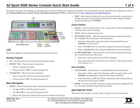 Daktronics All Sport 5000 Series Quick Start Manual