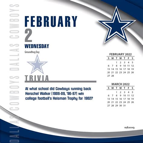 Dallas Cowboys Desk Calendar 2022